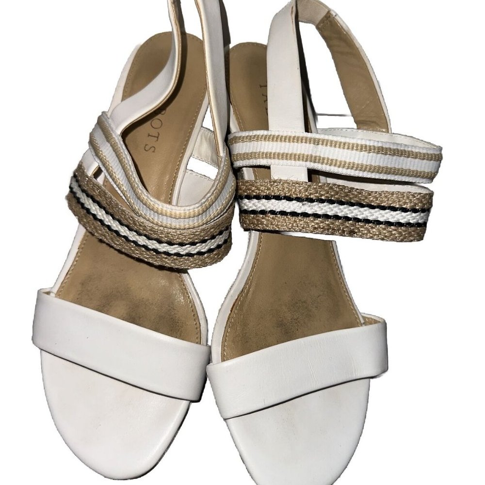 Talbots Open Toe Wedge White Mix Colors Size 7.5 Sandals Slingback